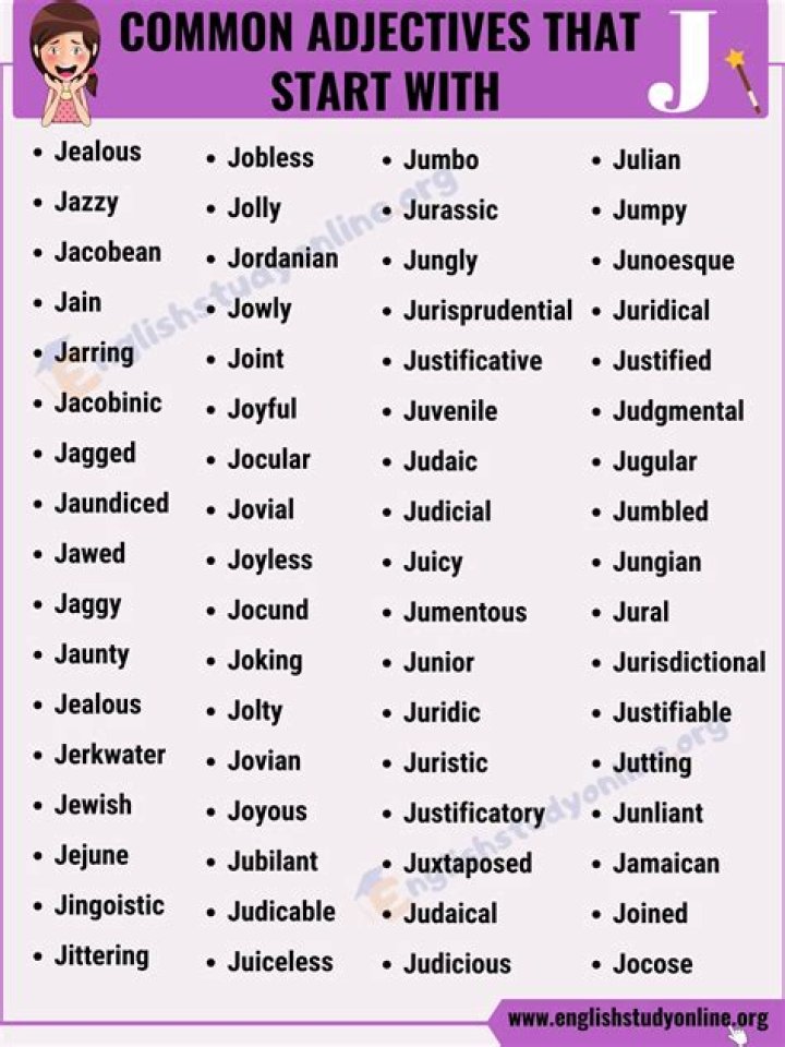 Adjectives That Start With J