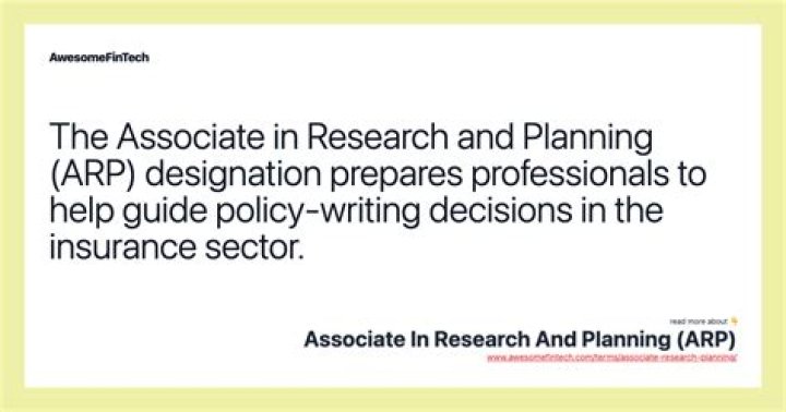 Associate In Research And Planning (ARP)