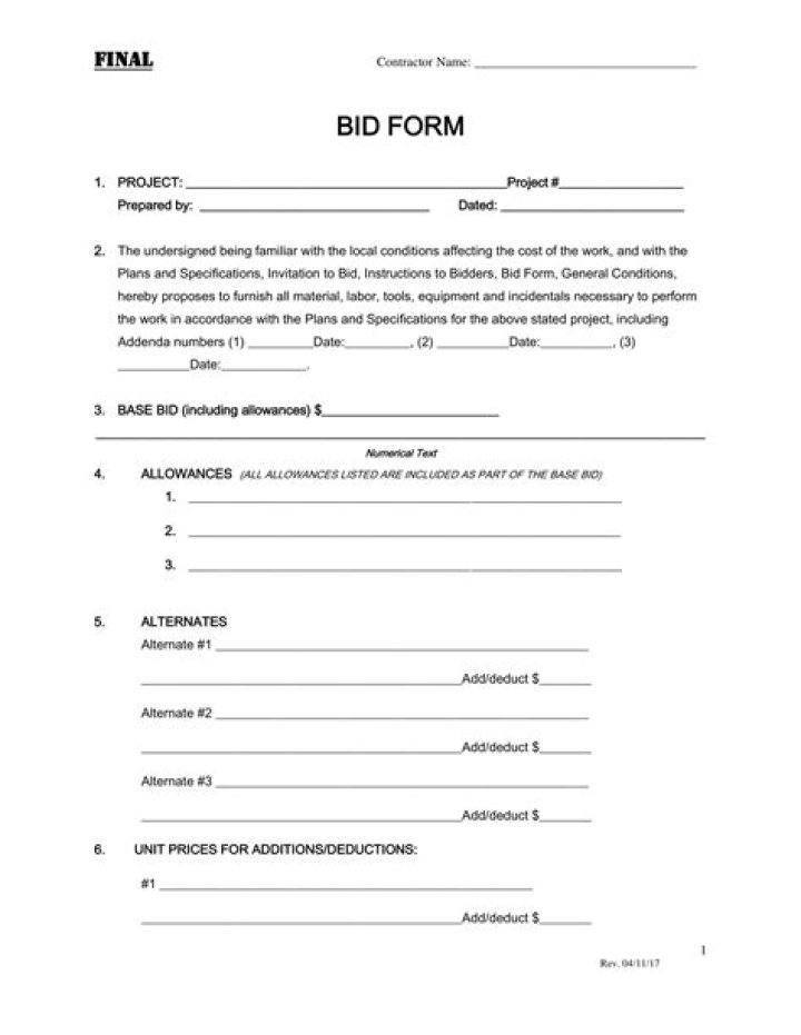 Bid form - How To Discuss