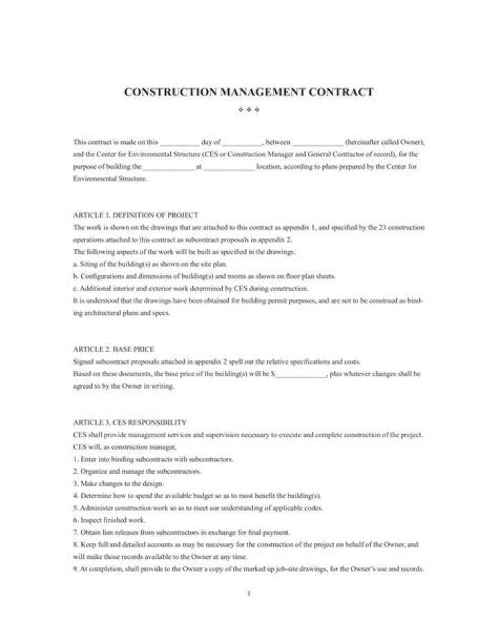 Construction management contract - How To Discuss