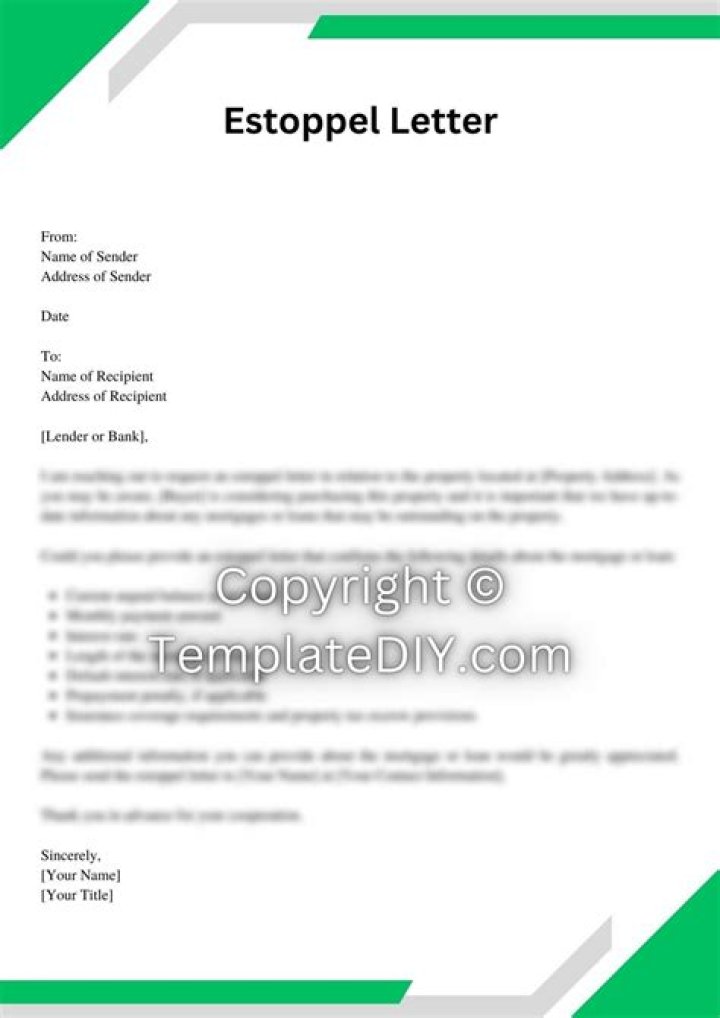Estoppel letter - How To Discuss