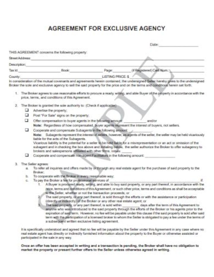 Exclusive agency agreement - How To Discuss