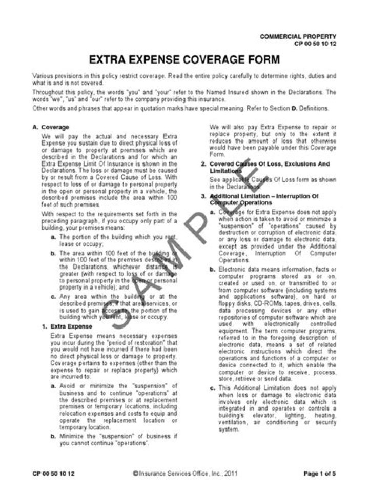 Extra expense coverage form - How To Discuss