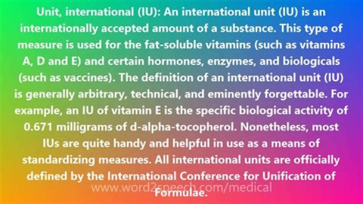 International Unit (IU) - How To Discuss