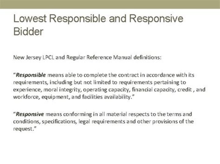 Lowest responsible bidder - How To Discuss