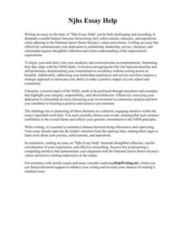 NJHS Essay - How To Discuss