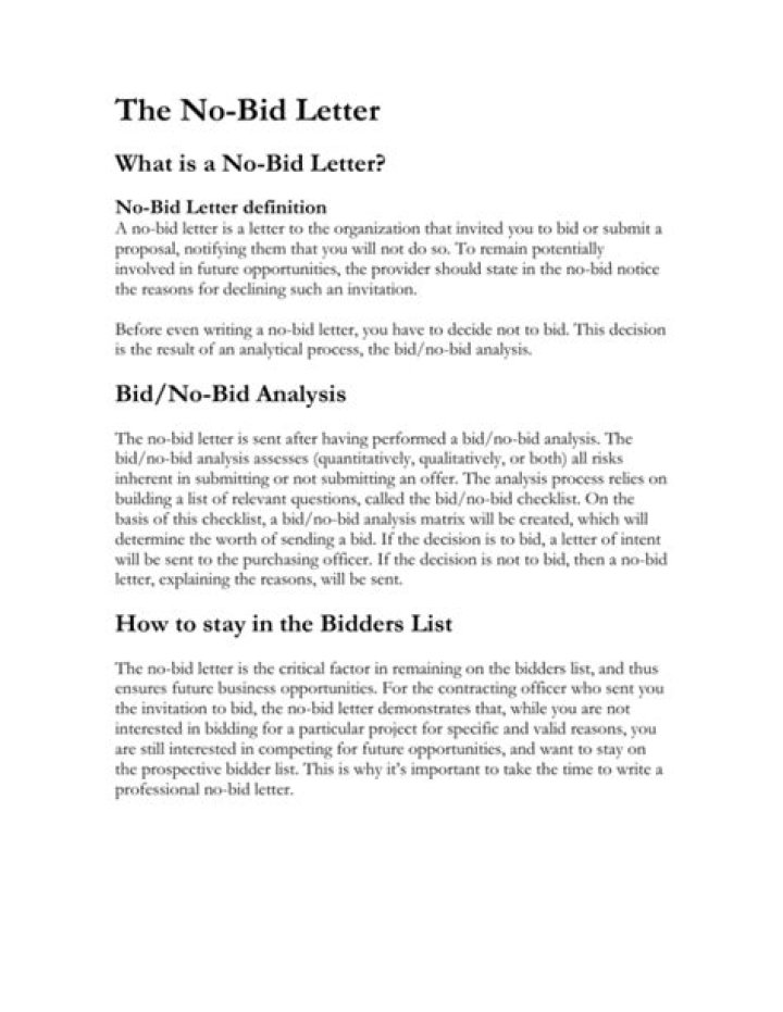 No bid - How To Discuss