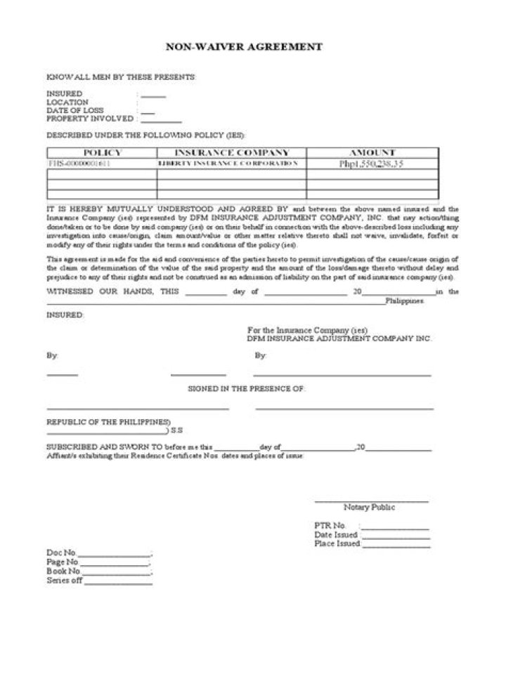 NON-WAIVER AGREEMENT - How To Discuss
