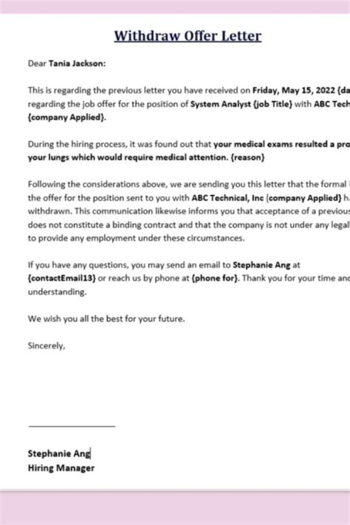 Withdrawal of offer - How To Discuss